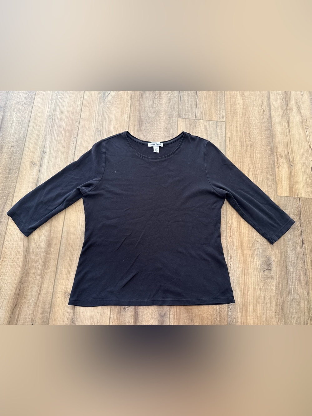 3 for $25 Susan Bristol 100% Pima Cotton Black Scoop Neck 3/4 Sleeve Top L Soft